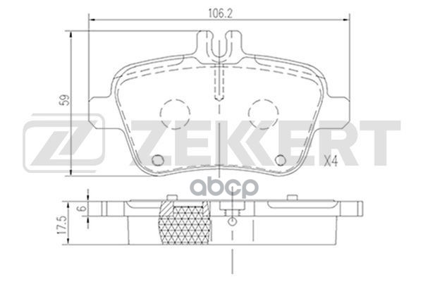 Колодки торм. диск. задн. MB A-Class (W176) 12-  B-Class (W246) 11-  CLA (C117) 13-  GLA (X156) 13- Zekkert арт. bs-2949