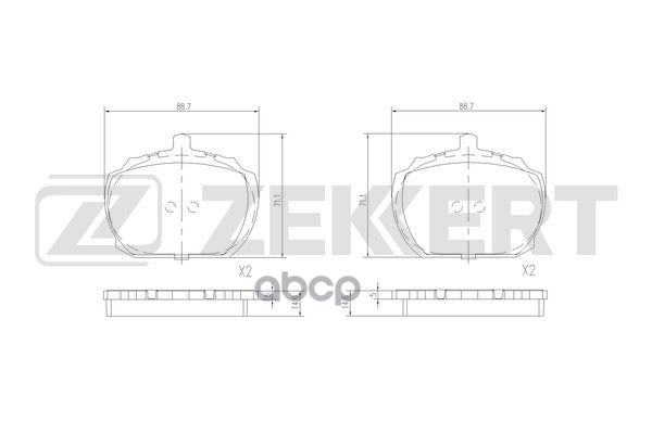 Колодки Торм. Диск. Передн. Rover 2000 77-  Mg Mgb Gt 72-  Ford Transit Ii-Iii 77- Zekkert арт. bs-2964