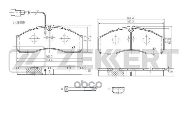 Колодки торм. диск. задн. с датчиком Nissan Cabstar (F24M F24W) 06-  Renault Trucks Maxity 07- Zekkert арт. bs-2966