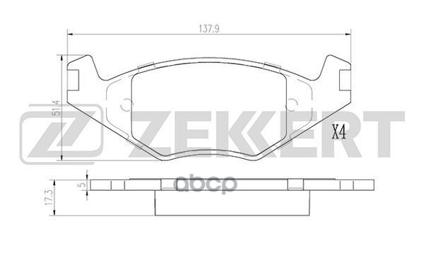 Колодки торм. диск. передн. Seat Cordoba 95-  Ibiza II 93-  VW Golf II 83-  Jetta II 84-  Passat I-I Zekkert арт. bs-2986