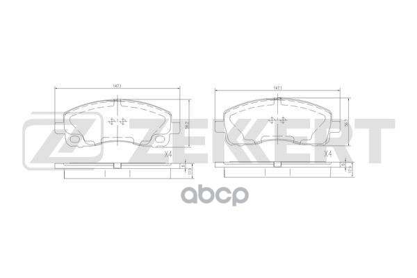 Колодки торм. диск. задн. Mitsubishi Canter VI-VII 06- Zekkert арт. bs-3047