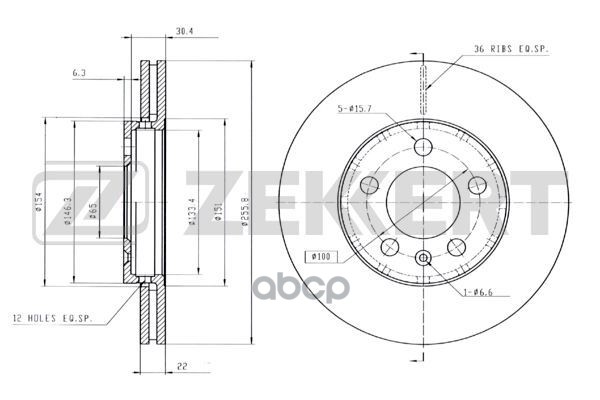 Диск торм. перед. Audi A1 10-  A2 00-  A3 I 96-  Skoda Fabia (6Y  5J) 99-  Octavia (1U) 96-  Rapid ( Zekkert арт. bs-5031b