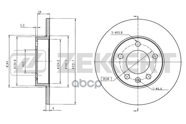 Диск тормозной задний VW Polo III-VI 01-  Golf IV 97-  Audi A3 96-  A1 10-  Skoda Octavia (1U2  1U5) Zekkert арт. bs-5032b