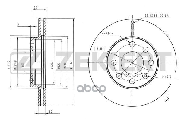 Диск торм. перед. Chevrolet Aveo (T200  T25_) 03-  Spark (M300) 09-  Daewoo Nexia (N100) 97-  Kalos Zekkert арт. bs-5034