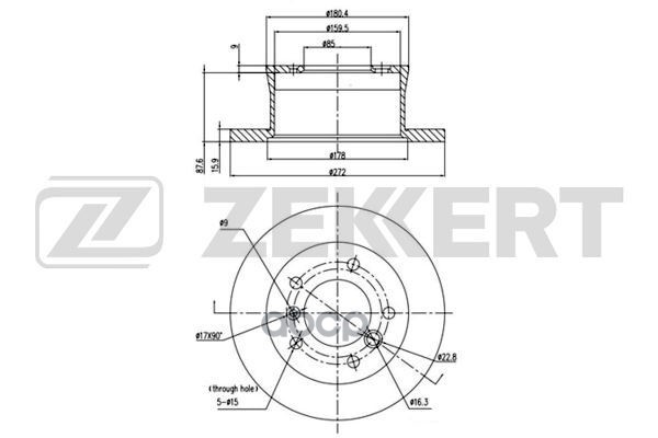 Диск торм. задн. MB Sprinter 2-t  3-t  4-t  5-t 95-  VW LT 28-46 II 96- (с покрытием) Zekkert арт. bs-5054b