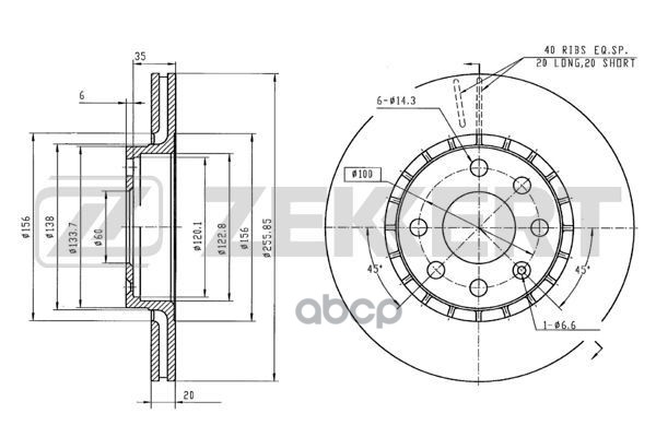 Диск торм. перед. Opel Astra F 91-  Corsa B 93-  Vectra A 88- Zekkert арт. bs-5063