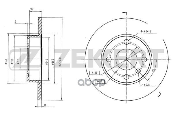 Диск торм. задн. Opel Astra F  G  H 98-  Meriva A 03- (с покрытием) Zekkert арт. bs-5101b