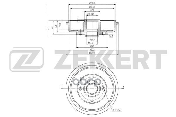 Барабан торм. задн. Ford Fiesta IV  V 95-  Fusion 02- Zekkert арт. bs-5132