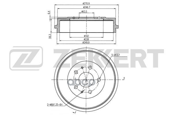Барабан торм. задн. Ford Focus II 04- Zekkert арт. bs-5186