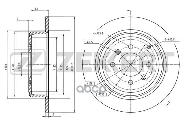 Диск Торм. Зад. Peugeot 406 95- Zekkert арт. bs-5230