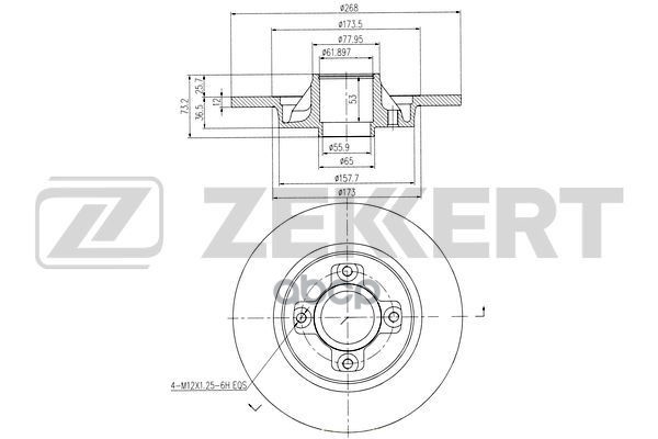 Диск торм. задн. Citroen Berlingo I II 08-  C4 I  II 06-  Peugeot 3008  308  5008 07-  Partner II 08 Zekkert арт. bs-5237