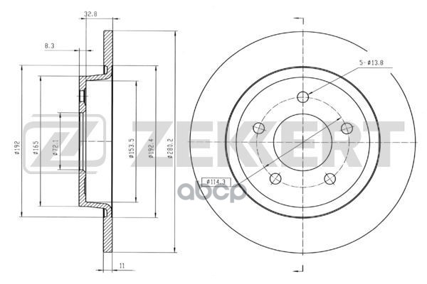 Диск торм. задн. Mazda 3 I  II 03-  5 I  II 05- Zekkert арт. bs-5254