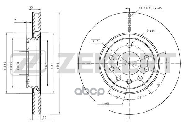 Диск торм. перед. Opel Astra G  H 99-  Corsa D  E 06-  Meriva A  B 05-  Zafira A B C 01- Zekkert арт. bs-5294