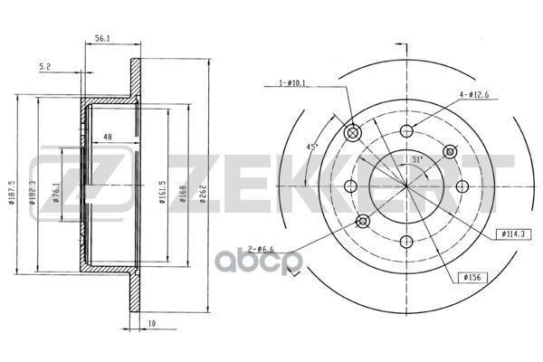 Диск торм. задн. Hyundai Matrix 01-  Sonata IV 98-  Kia Magentis 01- Zekkert арт. bs-5297