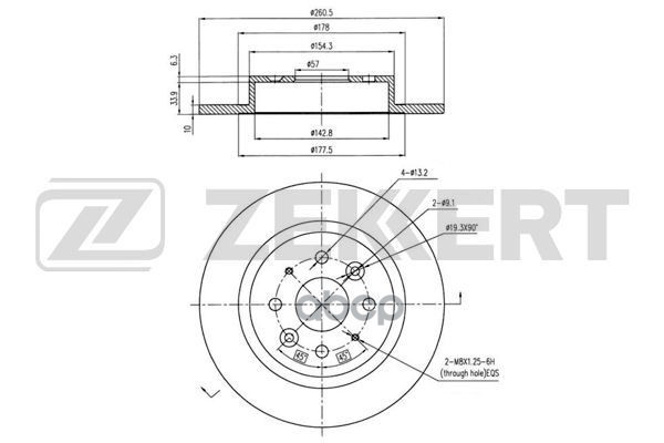 Диск торм. задн. Kia Cerato 01-  Shuma I  II 96- Zekkert арт. bs-5300