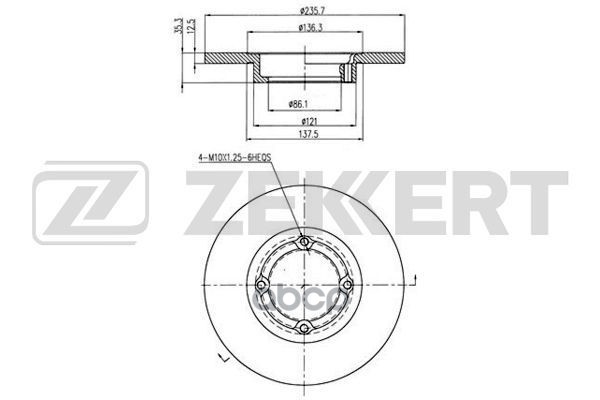 Диск торм. перед. Chevrolet Spark (M100  M200) 05-  Daewoo Matiz (M100  M150  M200  M250) 98- Zekkert арт. bs-5310
