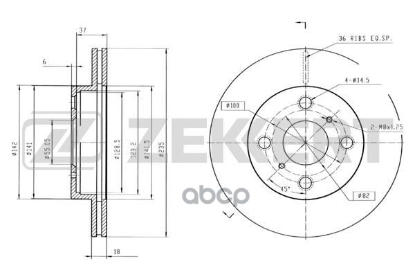 Диск торм. перед. Toyota Echo (P10) 99- Zekkert арт. bs-5317