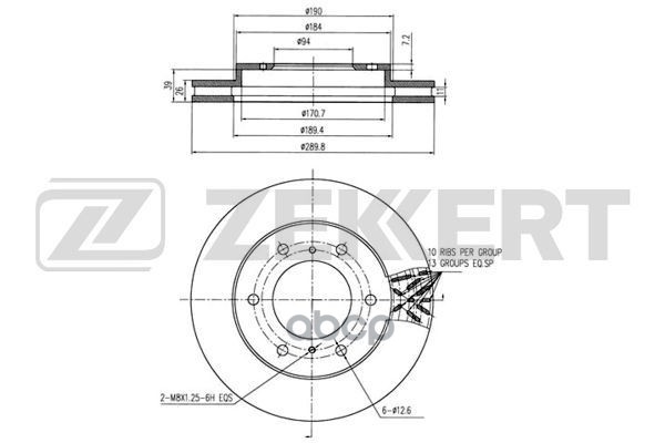 Диск торм. перед. Mitsubishi Pajero III  IV 00-  Pajero Classic 01- Zekkert арт. bs-5319
