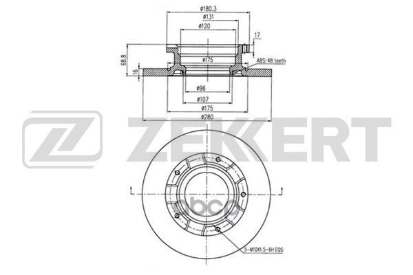 Диск торм. задн. Ford Transit VII 06-  Transit Torneo II 06- (с кольцом ABS) (замена для BS-6278) Zekkert арт. bs-5329