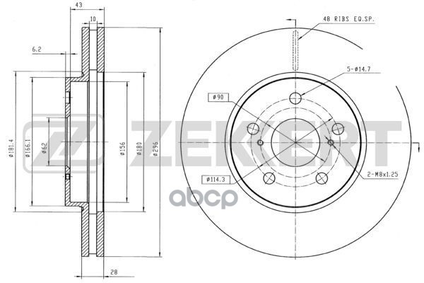 Диск торм. перед. Lexus ES300 (VZV_  MCV_) 01-  RX300 (MCU_) 98-  Toyota Camry (V30) 01- Zekkert арт. bs-5352