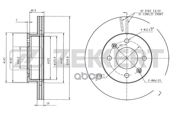 Диск торм. перед. Hyundai Getz (TB) 02- Zekkert арт. bs-5391