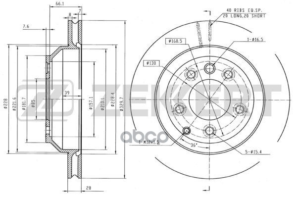 Диск торм. задн. Audi Q7 06-  VW Touareg I 02-  Porsche Cayenne I  II 02- Zekkert арт. bs-5392