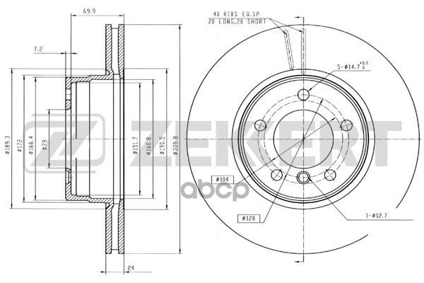 Диск торм. перед. BMW 5 (E60  E61) 03- Zekkert арт. bs-5400