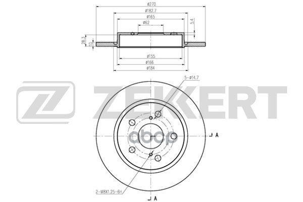 Диск торм. задн. Toyota Auris (E150  E180) 06-  Corolla (E150  E180) 06- Zekkert арт. bs-5419
