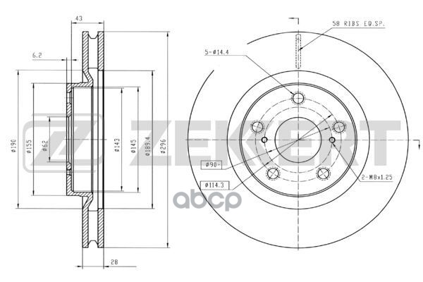 Диск торм. перед. Toyota Camry (V40) 06-  Rav 4 (A30) 05-  Auris (E150  E180) 10-  Geely Emgrand X7 Zekkert арт. bs-5430b