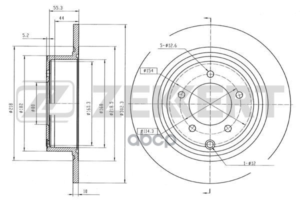 Диск торм. задн. Chrysler Sebring III 07-  Jeep Compass 10-  Patriot 07- Zekkert арт. bs-5435
