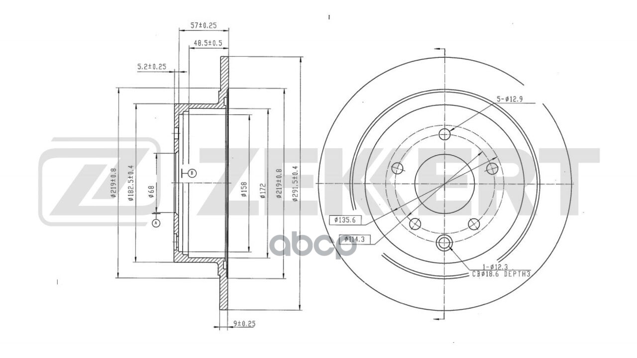 Диск тормозной задний Nissan Juke (F15) 10-  Qashqai/Qashqai + 2 (J10_) 06- (с покрытием) Zekkert арт. bs-5449b