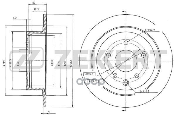 Диск торм. задн. Nissan Qashqai (J10  NJ10) 06-  Juke (F15) 10-  Teana (J31/32/33) 03- Zekkert арт. bs-5449