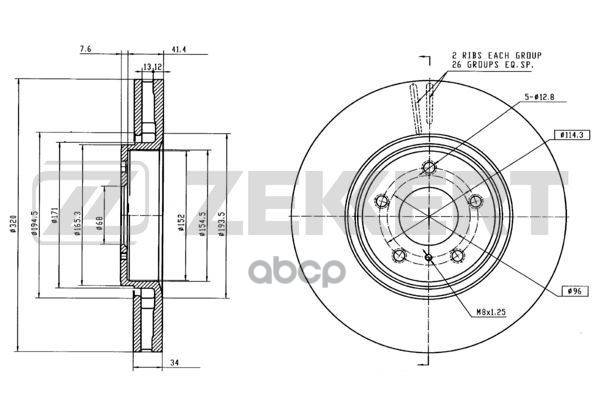Диск торм. перед. Infiniti EX37 (J50) 08-  FX35/45 (S50  S51) 03-  G37 (HV36  CV36) 07- Zekkert арт. bs-5458