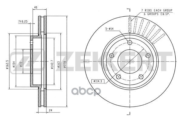 Диск торм. перед. Ford Maverick III 01-  Mazda Tribute 00- Zekkert арт. bs-5467