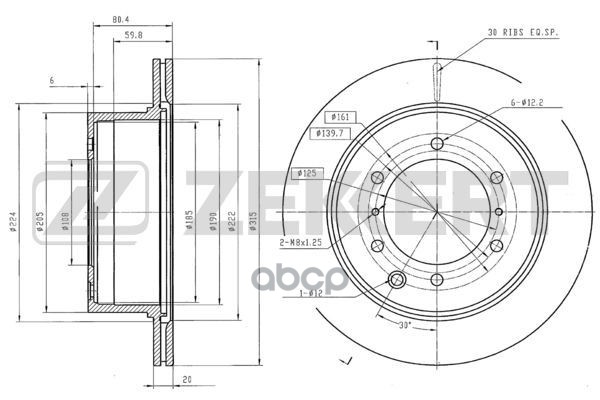 Диск торм. задн. Hyundai Terracan (HP) 01- Zekkert арт. bs-5499