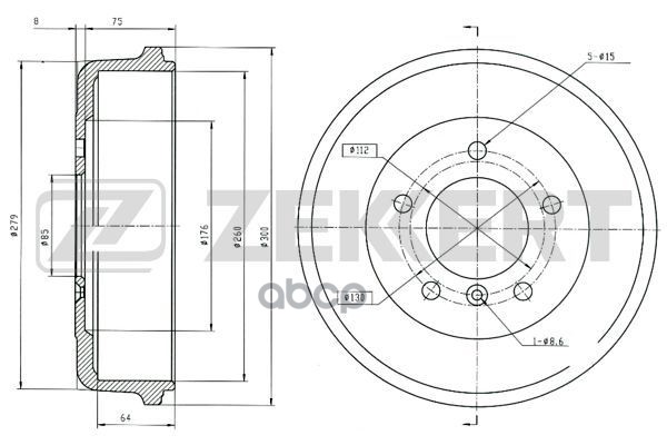Барабан Торм. Задн. Mb G-Class (460  461  463) 79-  T1 (601-602) 77-  T2/Ln1 86- Zekkert арт. bs-5520