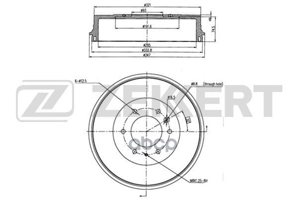 Барабан торм. задн. Ford Ranger I-III 99-  Mazda B-Serie III  IV 98-  BT-50 06- Zekkert арт. bs-5526