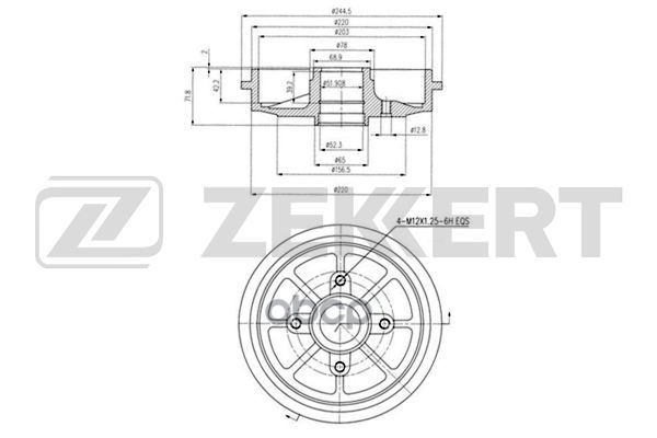 Барабан торм. задн. Citroen C2 03-  C3 I  II 02-  Peugeot 1007 05-  208 13- (без подшипника  без ABS Zekkert арт. bs-5528