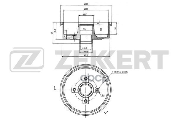 Барабан тормозной задн. Opel Corsa C 00-  Tigra B 04- Zekkert арт. bs-5544