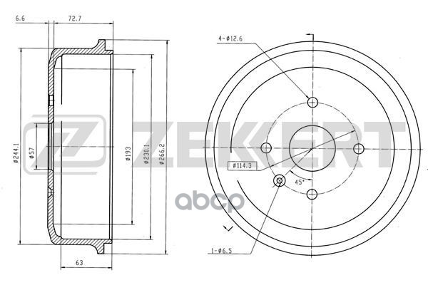 Барабан тормозной Daewoo Rezzo (KLAU) 00- Zekkert арт. bs-5581