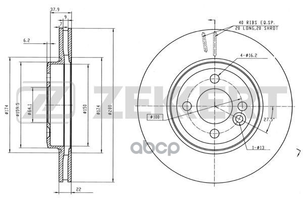 Диск торм. перед. Mini Clubman (R55  R55N) 07-  Clubvan (R55) 12- Zekkert арт. bs-5623