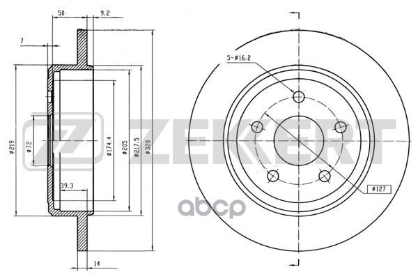 Диск торм. задн. Jeep Commander 05-  Grand Cherokee II-IV 99- Zekkert арт. bs-5624