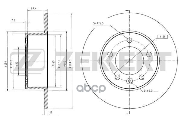 Диск торм. задн. Opel Movano 10-  Nissan NV 400 11-  Renault Master 10- Zekkert арт. bs-5632