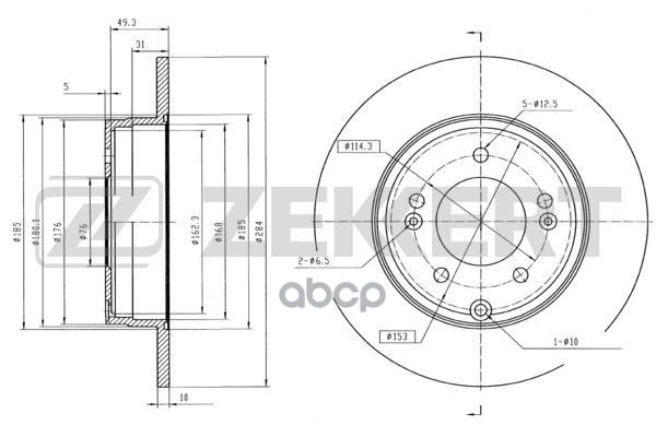 Диск торм. задн. Hyundai Grandeur IV  V 10-  Sonata VI 09-  Kia Optima III 10- Zekkert арт. bs-5640