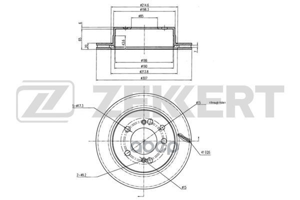 Диск торм. задн. SsangYong Kyron 05-  Rexton I  II 02- (вентилируемый диск  внешний D=307мм) Zekkert арт. bs-5652