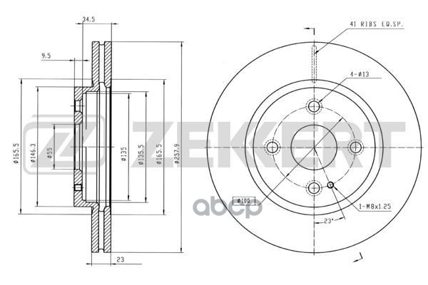 Диск торм. перед. Mazda 2 II 07- Zekkert арт. bs-5656