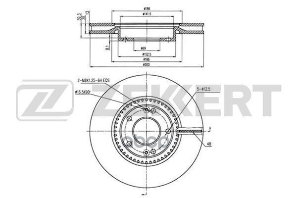 Диск торм. перед. Hyundai Grandeur V 11-  i30 I  II 07-  Veloster 12- Zekkert арт. bs-5667