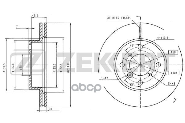 Диск торм. перед. Suzuki Baleno (EG) 95- Zekkert арт. bs-5715