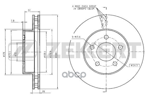 Диск торм. перед. Jeep Cherokee III 01- Zekkert арт. bs-5727