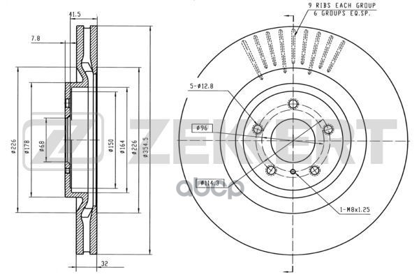 Диск торм. перед. Nissan 370Z (Z34) 09-  Infiniti FX37 08-  QX70 13-  Q70 (Y51) 13-  Q50 13-  Q60 15 Zekkert арт. bs-5728